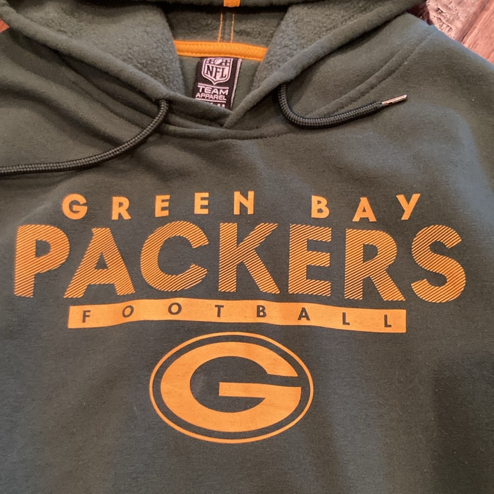 NFL Team Apparel Green Bay Packers Pullover Hoodie Size Medium USED - Picture 2 of 4